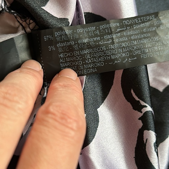 Zara The Dita Satin Ruched Long Sleeve Shirt Dress Lavender Black Floral XXL NWT - Picture 13 of 13